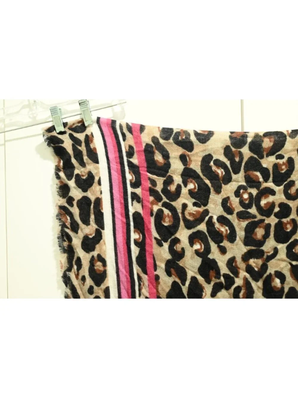 Elizabeth and James Rectangular Scarf Pink Leopard Animal Print Lightweight Wrap
